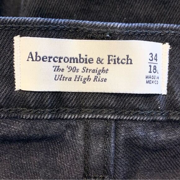Abercrombie & Fitch The 90s Straight Ultra High Rise Black Jeans Size 18L - Picture 5 of 9